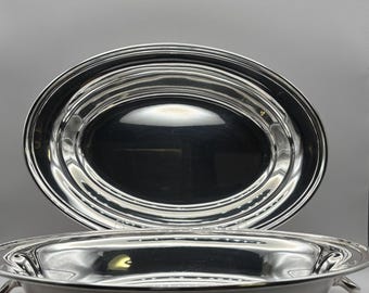 Piatto da portata ovale vintage Gorham in argento placcato YC426-4, prodotto negli Stati Uniti.