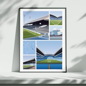 &quot;&quot;Mannes City&quot;&quot; Ansicht der Maine Road & Etihad Stadion Druck.&quot;