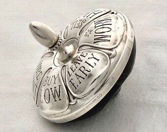 Gorham Executive Decision Spinning Top Sterling Silver Vintage Paperweight Desk Accessory