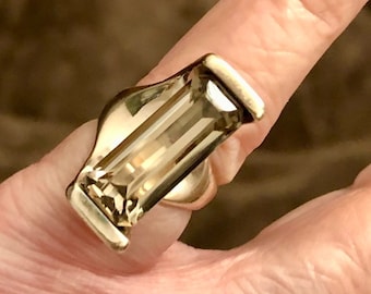 14k Gold Smoky Topaz Ring Semi-precious Gemstone Size 5 November Birthstone