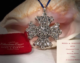 Vintage Reed & Barton Sterling Silver Christmas Cross Ornament (1974)