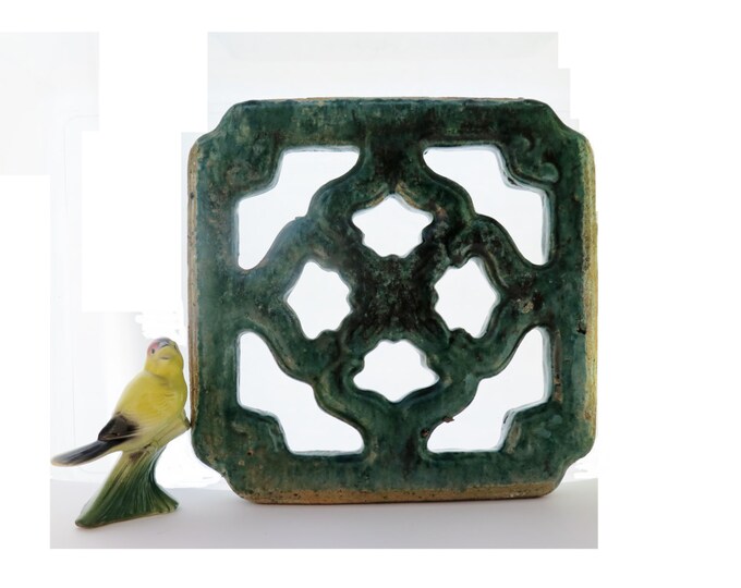 Antique Ceramic Garden Wall Tile Temple Architecture Medallion Etsy