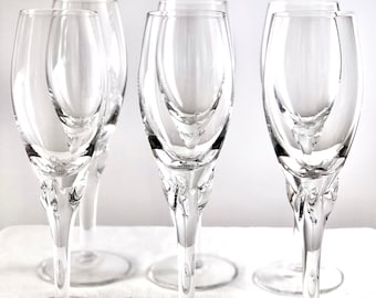 Mikasa Champagne Flute Glasses Set of 6 Vintage Pattern Flower Song