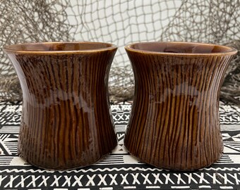 Tropical Bistro Vintage Tiki Pair of Coffee Mugs Ceramic Pottery