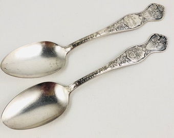 Florida and Arkansas State Souvenir Spoons Oneida Community A1X Antique Silver Plate