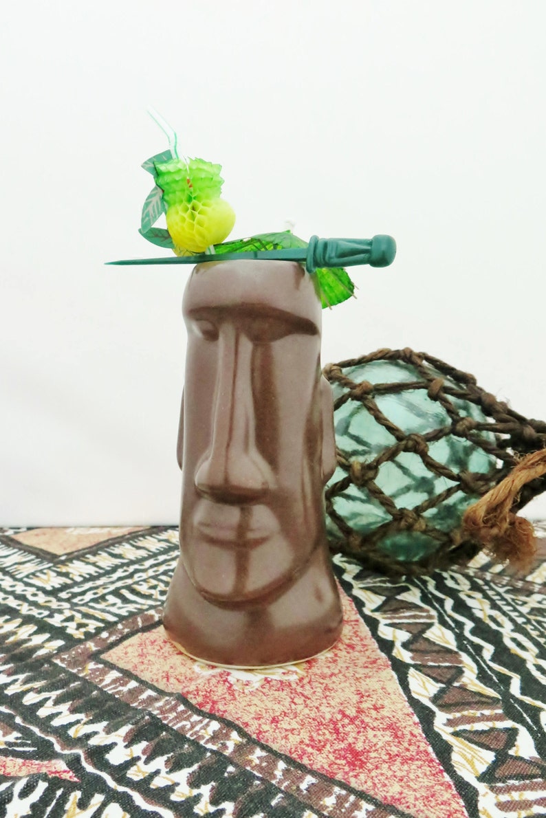 Kahiki Headhunter Tiki Mug Original Ceramic Moai Drink Vessel image 0