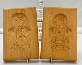 Vintage Springerle Cookie Molds: Hand-Carved Boy and Girl Set, 1974