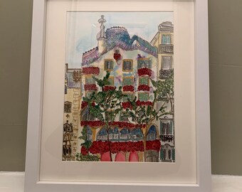 Retrato de edificio en acuarela personalizado, arte A4 pintado a mano