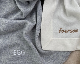 Personalized 100% Cashmere Baby Blanket: Luxury Knit Newborn Gift