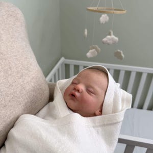 Hooded Cashmere Baby Blanket, Knit Newborn Blanket for Bath and Cuddles, Soft Receiving Blanket, Luxury Baby Shower Gift