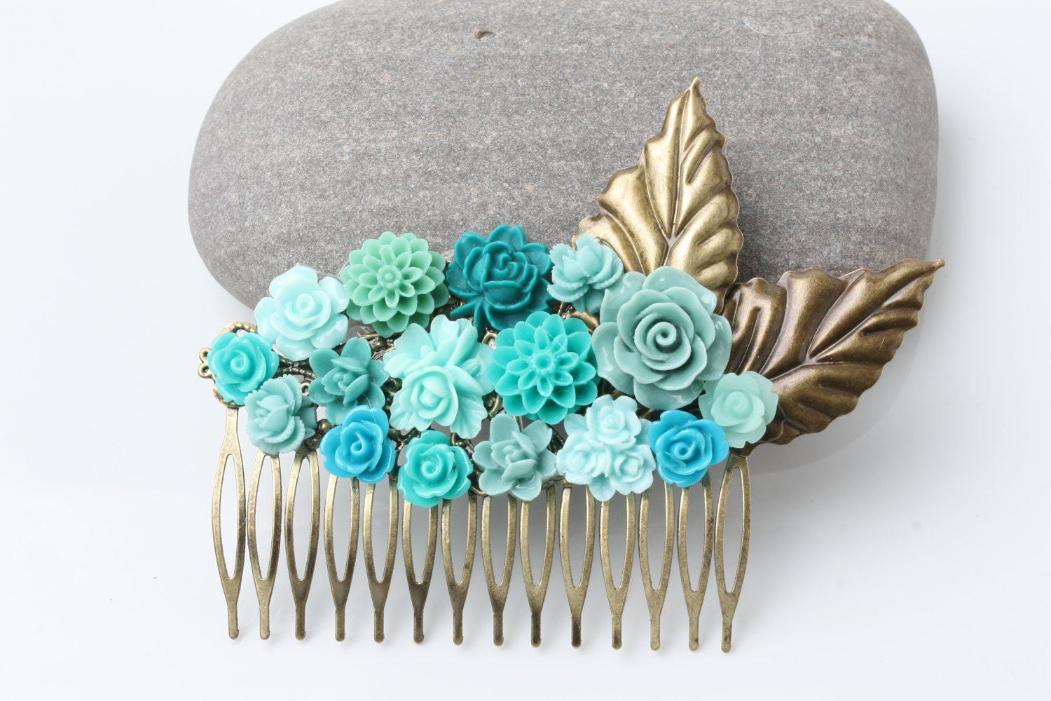 Bridal Hair Comb Teal Wedding Hair Accessories Teal Hair Etsy