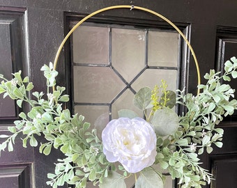 Modern Peony Wreath-Front Door Wreath-Minimalist Wreath-White Peony Wreath-Year Round Door Decor