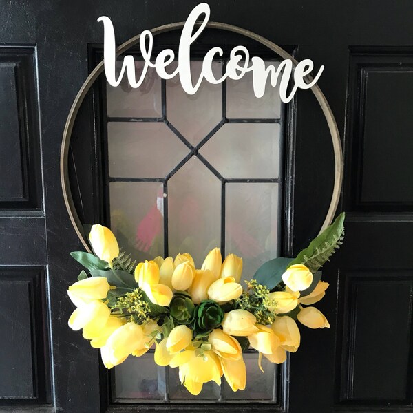 Modern Wreath,Minimalist wreath,Spring Wreath,Welcome wreath,Floral Wreath,Embroidery hoop wreath, designer wreath,front door wreath