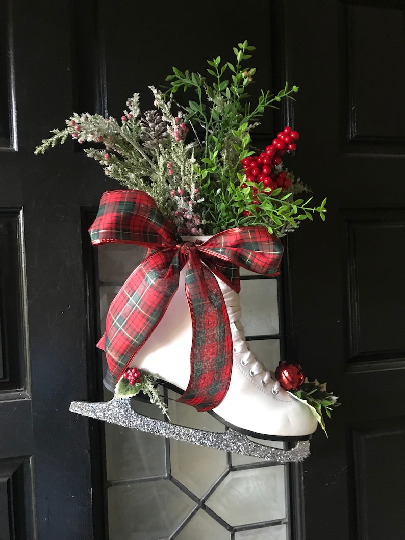 Christmas Ice SkateHoliday wreathChristmas WreathIce Skate Etsy