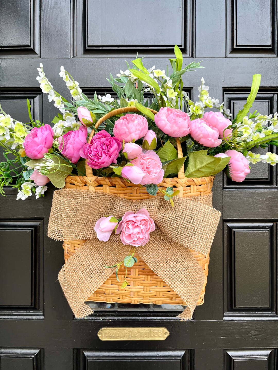 Front Door Basket for Spring and Summerpeony Door Basketmothers Day