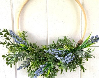 Modern Front Door Wreath-Minimalist Wreath-Greenery Wreath-Year Round Door Hanger-Modern Farmhouse Wreath-Lavender Wreath