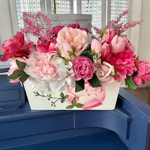 Pink Peony Arrangement-Easter Centerpiece-Mothers Day Gift-Hydrangea Arrangement for Spring and Summer