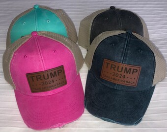 Trump 2024 Take America Back LEATHER PATCH Hat FREE Shipping