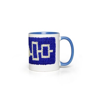 Haudenosaunee Beadwork Blue And White Mug