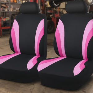 Sporty Front Seat Covers | Pink & Blue | Airbag Compatible | Universal Fit for Sedans | SUVs | Trucks | Car Aaccessories | Car Protection