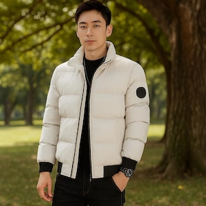 Men’s Casual Puffer Jacket - Winter Coat with Zip Closure, Warm Outerwear for Fall & Winter | Puffer Coat for Men | Outdoor Jacket for Men