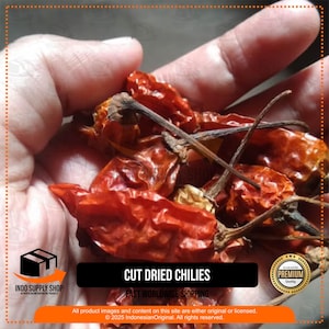 Cut Dried Chilies, Sliced Red Chili 200g, Indonesian Chili Strips  for Cooking, Spicy Dried Peppers, Natural Hot Chili  Chili Slices