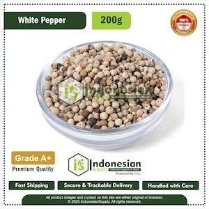 White Pepper 200g – Whole Indonesian Peppercorns for Cooking, Seasoning & Herbal Use | Natural Spice