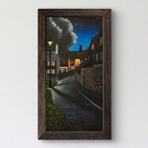 Sussex village by night wall art decor print (unframed)