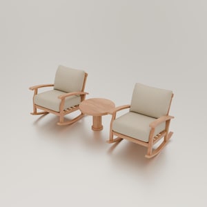 1/12 Scale Miniature Rocking Chair Set STL, Dollhouse Furniture 3D Print File, Miniature Rocking Chair for DIY Crafts, Dollhouse Decor