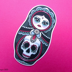 Sticker tatouage poupée russe fille gothique mignonne comme l'enfer