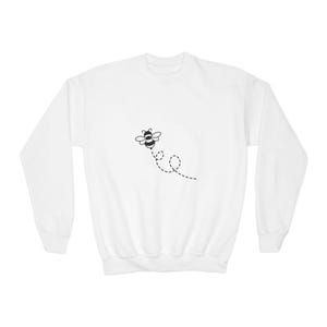 Bee-Inspired Youth Crewneck Sweatshirt, Cute Sweatshirt for Kids, Playful Bee Design, Perfect Gift for Birthdays, Nature Lovers
