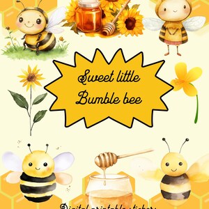 Honey Bee Clipart Bundle, Watercolor Bees Clip Art, Cute Bumblebee PNG, Planner Stickers, Digital Sticker Book, Goodnotes Stickers, honey