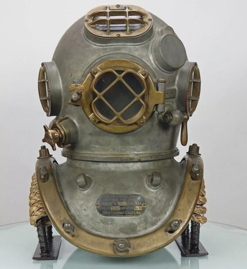 Vintage 18" Diving Divers Helmet U.S Navy Mark V Deep Sea Antique Scuba ...