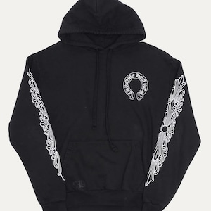Permium kwaliteit hoefijzer bloemen trui zwarte streetwear hoodie