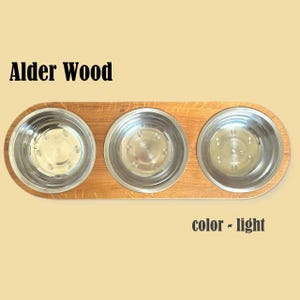 Triple Wooden Pet Feeder – Removable Alder Wood Stand with 3 Bowls – Cat & Dog Feeding Station – Eco Handmade Gift