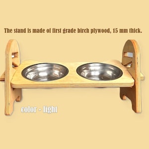 Adjustable Double Wooden Pet Feeder – Birch Plywood Stand with 2 Bowls
