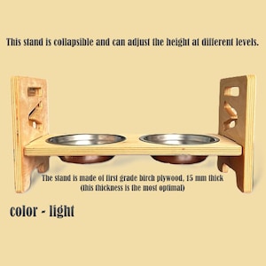 Adjustable Double Wooden Pet Feeder – Birch Plywood Stand with 2 Bowls