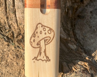 Caja de madera grabada con tapa giratoria, madera exótica, un solo golpe