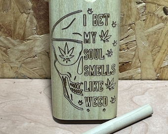 Engraved Exotic Wood Dugout, Swivel Top One Hitter Kit