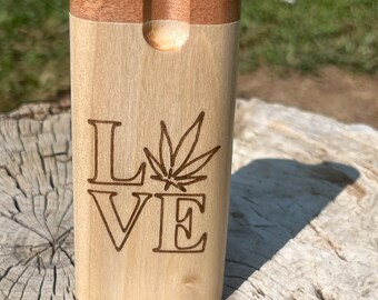 Engraved Exotic Wood Dugout, Swivel Top One Hitter Kit