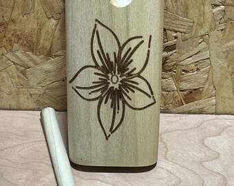 Pipa de madera grabada, pipa de un solo golpe con tapa giratoria y caja de madera exótica