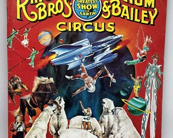 Vtg 1980 Ringling Bros Barnum Bailey Circus Program w Poster and Certificate!!