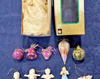 Vintage Angel/Cherub Theme Christmas Ornament & Tree Topper Lot of 15 Adler