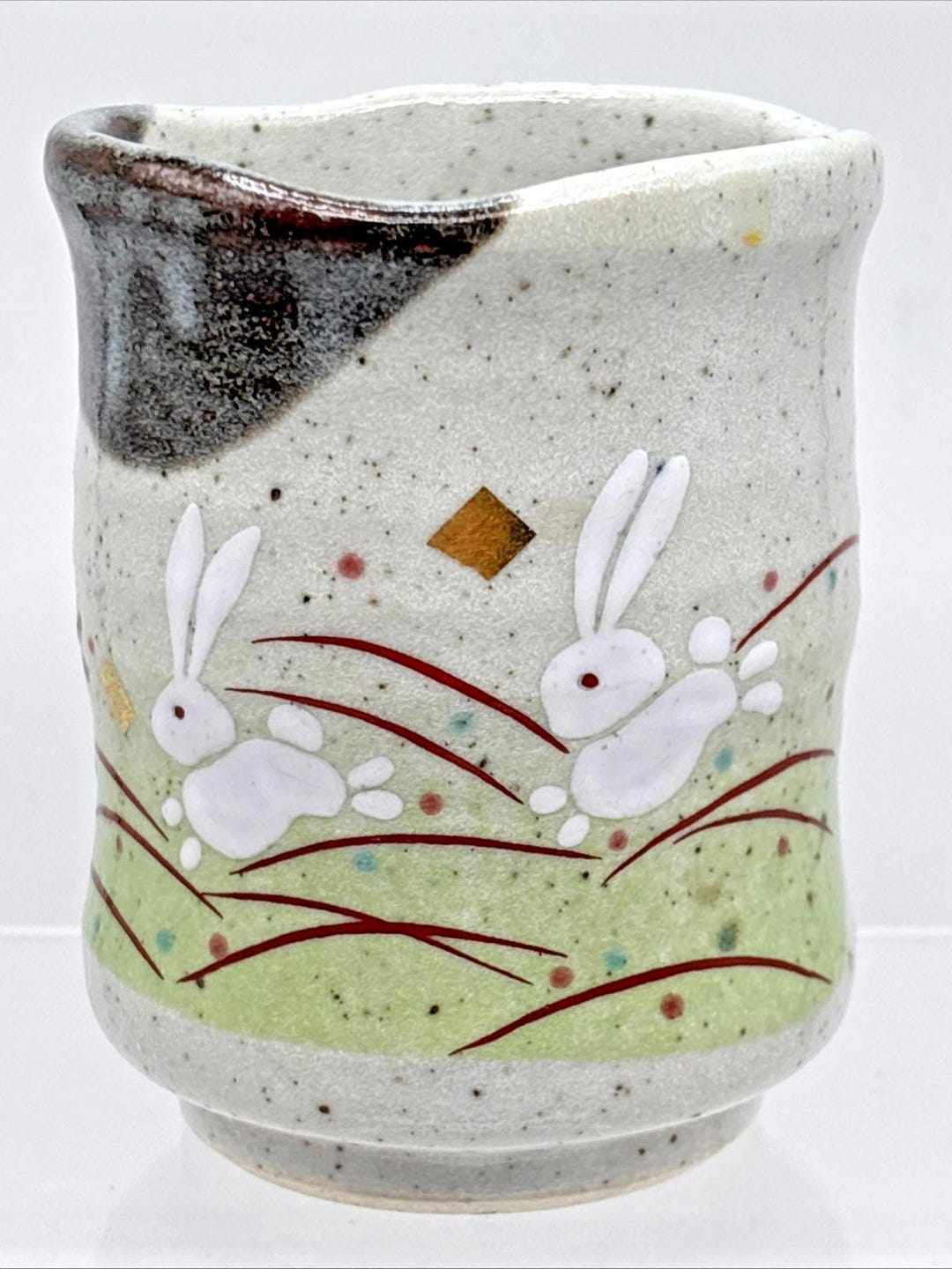 Yunomi Rabbit Vintage Japanese Yunomi Tea Cup Rabbit Bunny 3-1/2