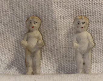 Frozen Charlotte Penny Doll Bisque Porcelain early 1900's Lot of 2