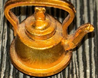 Vintage Lundby Dollhouse Furniture Miniature Copper Tea Kettle 1970's