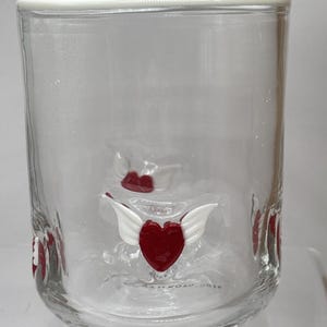 Anthropologie Icon Juice Glass Winged Hearts Design Valentine's Day in Box image 1