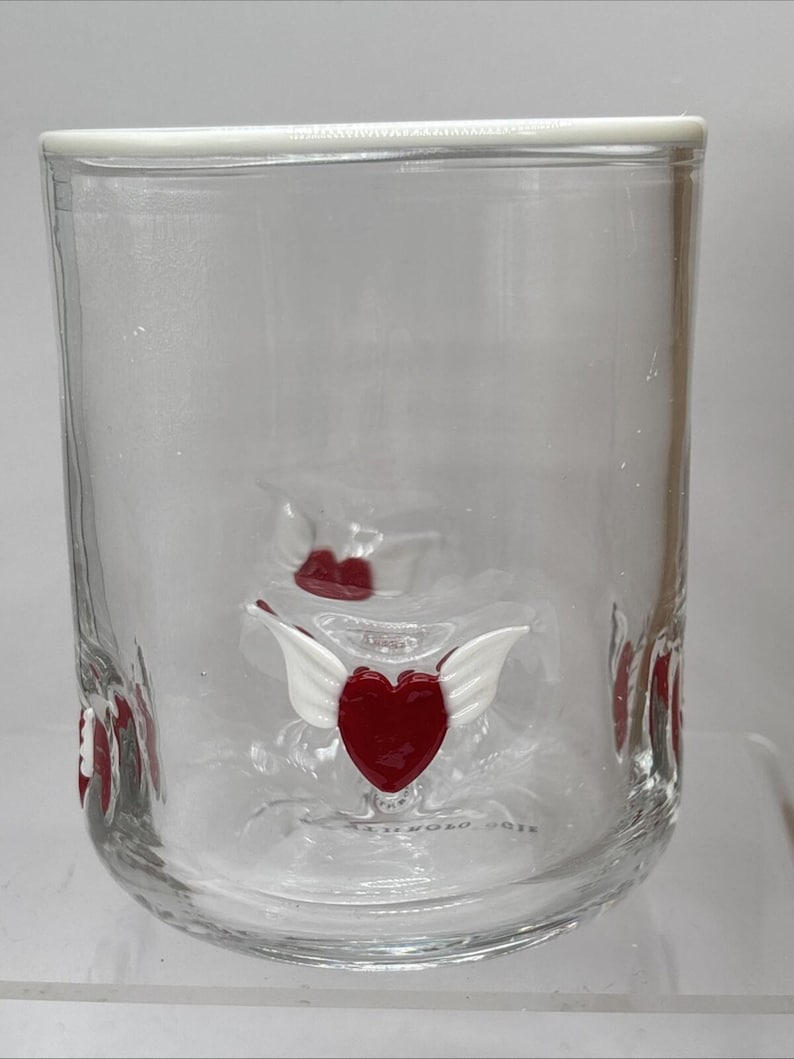 Anthropologie Icon Juice Glass Winged Hearts Design Valentine's Day in Box image 1