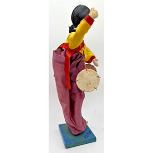 Vintage Korean Woman Playing Drums Doll 10-1/2" with base Made in Korea zdjęcie 3