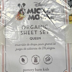 Mickey Mouse Queen Size Organic Sheet Set Halloween Theme Brand New Pottery Barn image 2